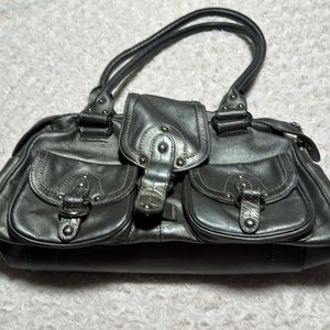 Mila Paoli silver metallic leather bag